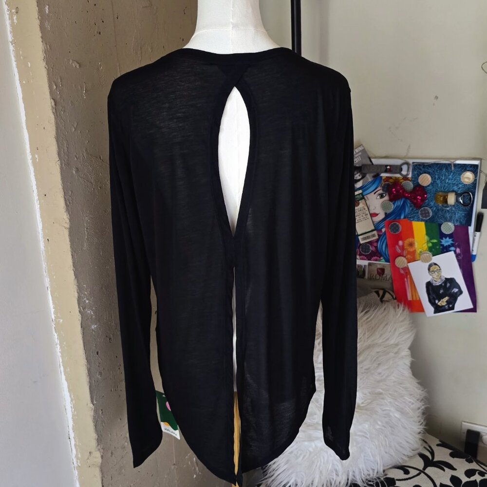 HALARA Black Split Tie Back Long Sleeve Workout Top NWT - Picture 7 of 9